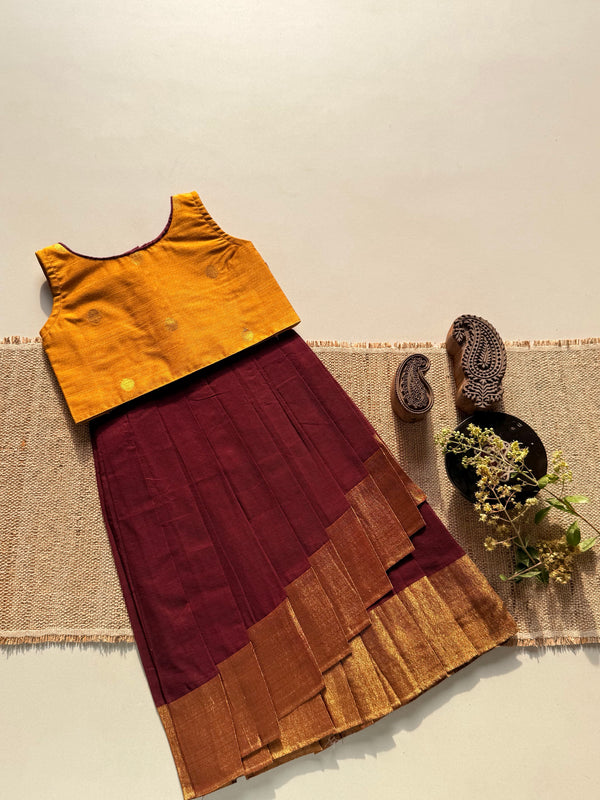 Chettinad cotton overlapped Skirt with bodice top