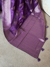 Savitha Pure Matka Silk Saree – Purple with Rose Gold Holographic Zari