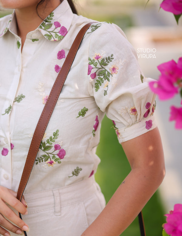 Floral Embroidered Shirt (Onam Collections)