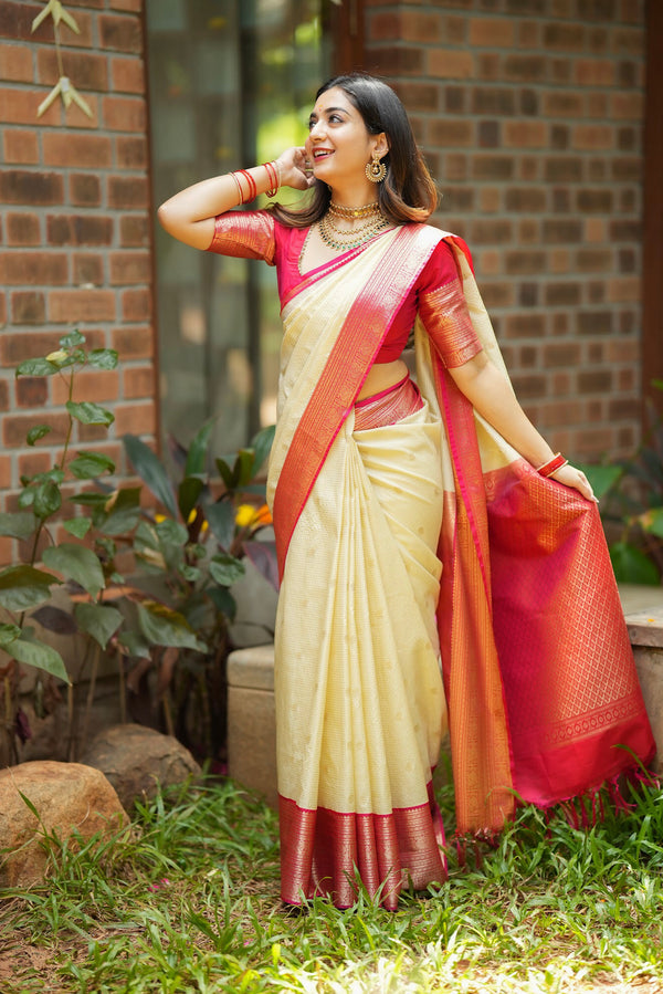 Semi Kanchi Silk Saree - onam edit