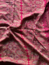 Soft Kashmir Pashmina Saree – Rani Pink Paisley Weave