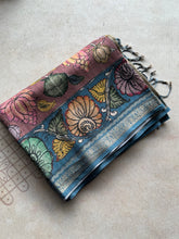 Gulmohar - Pen Kalamkari Tussar Silk Saree with Zari Border & Artistic Pallu