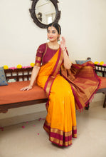 Mustard & Maroon Semi Kanchi Silk Saree