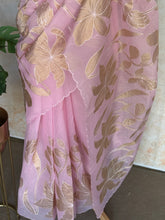 Kota silk Saree with Gold Floral Appliqué Border | Handcrafted Appliqué Work Saree