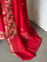 Sadhna - Pure Chiffon Cross Stitch Saree with Floral Embroidered Border & Zari Pallu