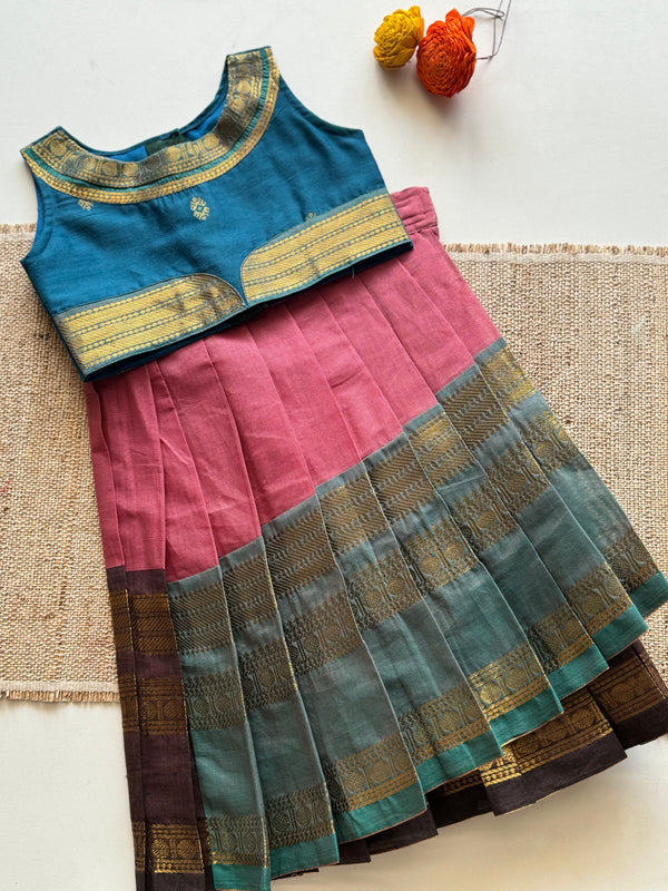 Chettinad cotton overlapped Skirt with bodice top Express