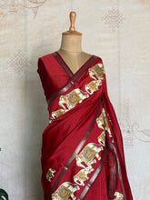 Semi Silk Saree With Tanjore Painting Inspired Prints