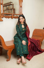 Dwaraka - Raw Silk 3-Piece Suit Set with Kalamkari Dupatta