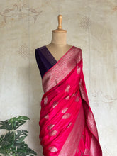 Savitha Pure Matka Silk Saree – Rani Pink with Rose Gold Border