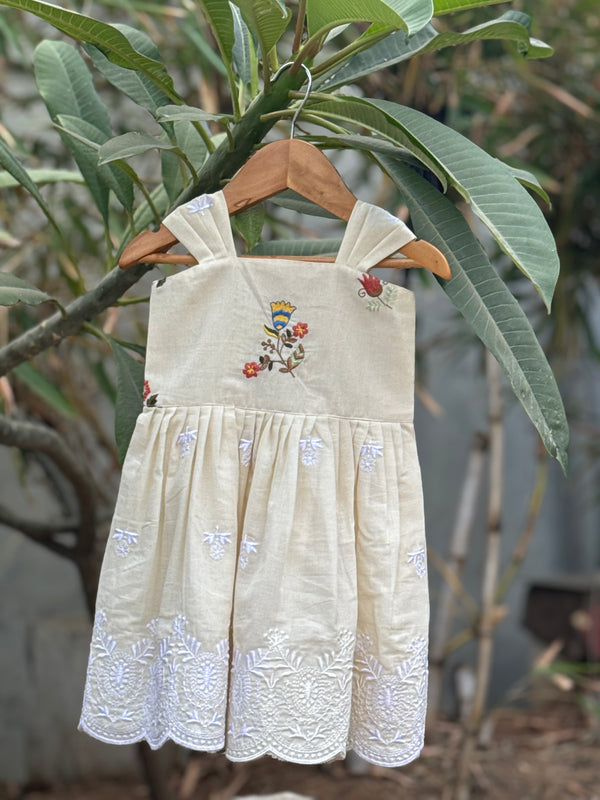 Floral Embroidered Kids Frock