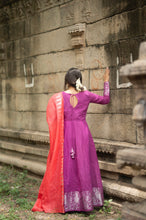 Rutvi - Pure Cotton Full Sleeve Anarkali Dress with Woven Dupatta – Royal Purple