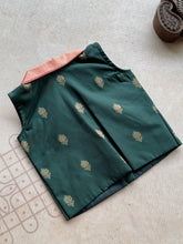 Anicham - 2 in 1 Deep Green Frock with Zari Border & Overcoat Express