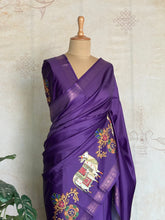 Semi Silk Saree With Tanjore Painting Inspired Prints