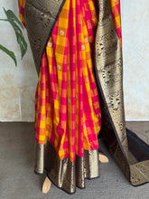 Semi Kanchi Silk Saree – Pink, Yellow & Red Checks