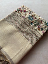 Ceya Linen Saree with Hand Floral Embroidery