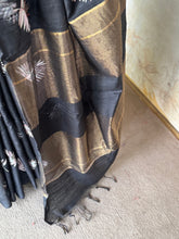 Charvi - Elegant Black Tussar Embroidered Saree