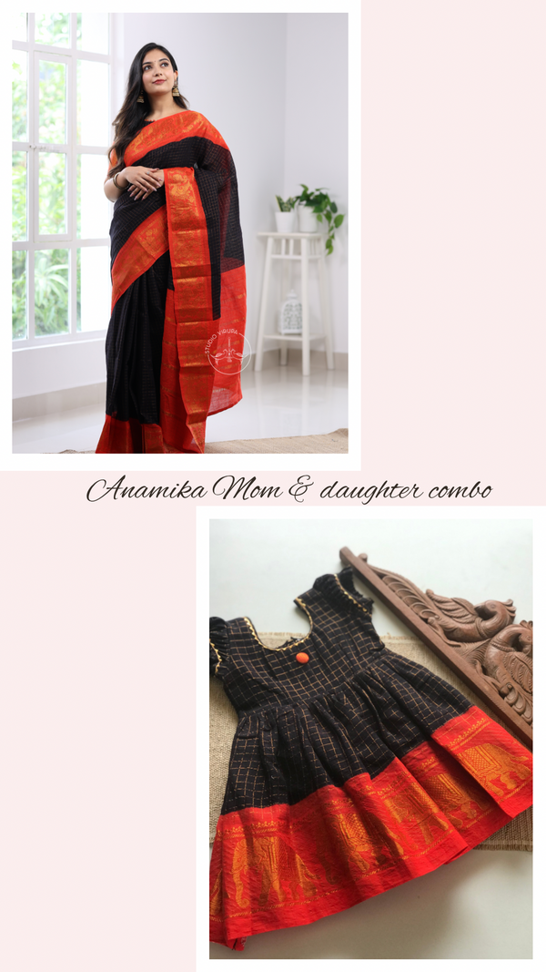 Mom & Daughter Zari Checkered Kids Frock