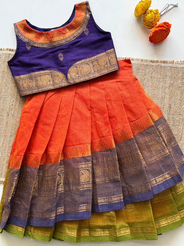 Chettinad Cotton Overlapped Skirt with Crop top- Diwali Collection Express