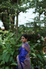 Semi Kanchi Silk Saree - M.S Blue with Golden Zari