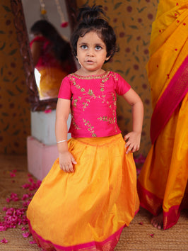 Aakriti Crop Top and Skirt – Semi Silk Kids Festive Wear