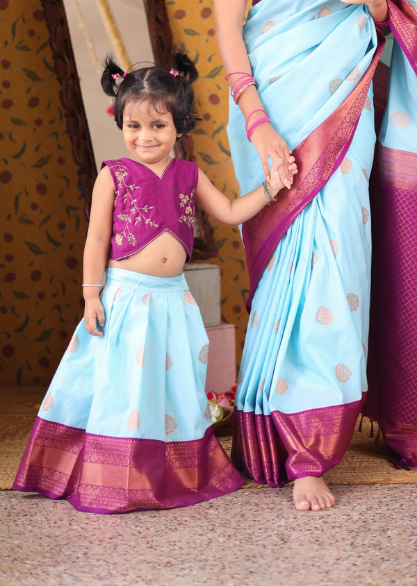 Mini Pattu Kids Crop Top and Skirt