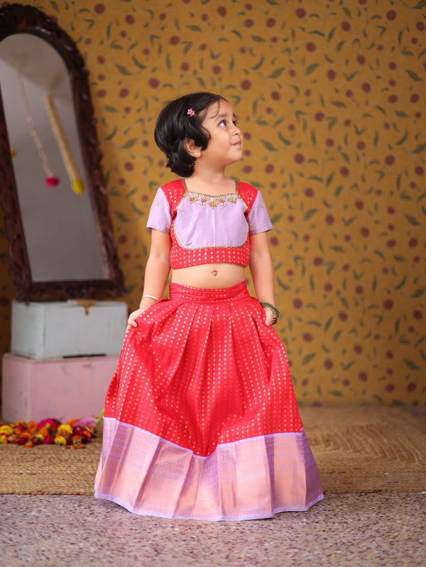 Mini Pattu Kids Crop Top and Skirt