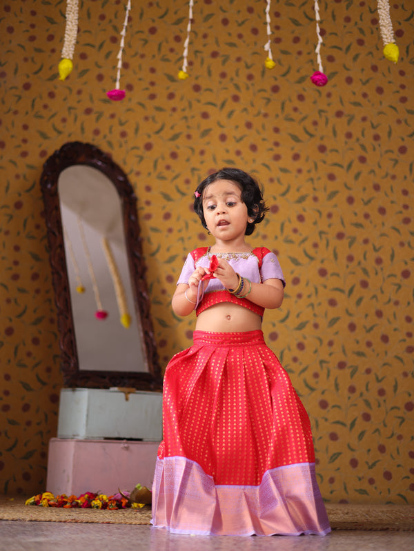 Mini Pattu Kids Crop Top and Skirt