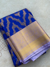 Semi Kanchi Silk Saree – Royal Blue & Lavender with Rich Zari Work