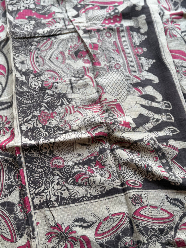 Cotton Kota Kalamkari Saree with Contrast Blouse