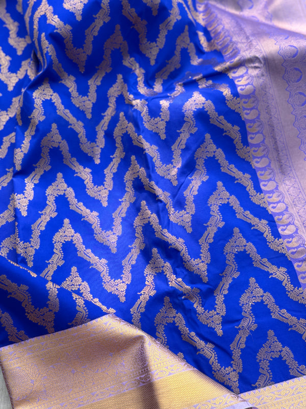 Semi Kanchi Silk Saree – Royal Blue & Lavender with Rich Zari Work