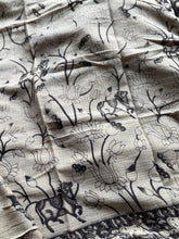 Kota Cotton Kalamkari Saree – Black & Off-White with Artistic Motifs