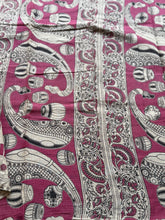 Kota Cotton Kalamkari Saree with Peacock & Floral Motif in Contrast Tone