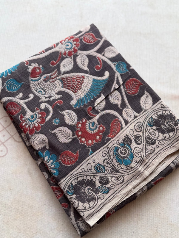 Kota Cotton Kalamkari Saree with Raja Rani Pallu & Ornate Border