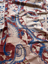 Indigo Blue Kota Cotton Kalamkari Saree with Peacock Pallu & Floral Border