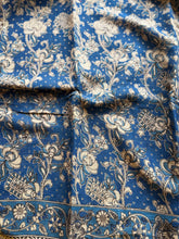 Indigo Blue Kota Cotton Kalamkari Saree with Peacock Pallu & Floral Border