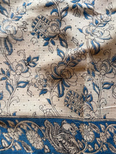 Indigo Blue Kota Cotton Kalamkari Saree with Peacock Pallu & Floral Border