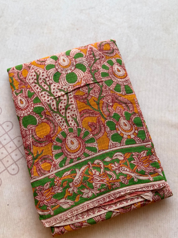 Kota Cotton Kalamkari Saree with Peacock Pallu