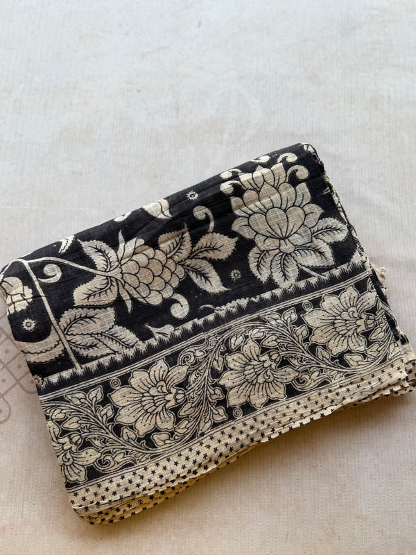 Kota Cotton Kalamkari Saree with Artistic Peacock Pallu