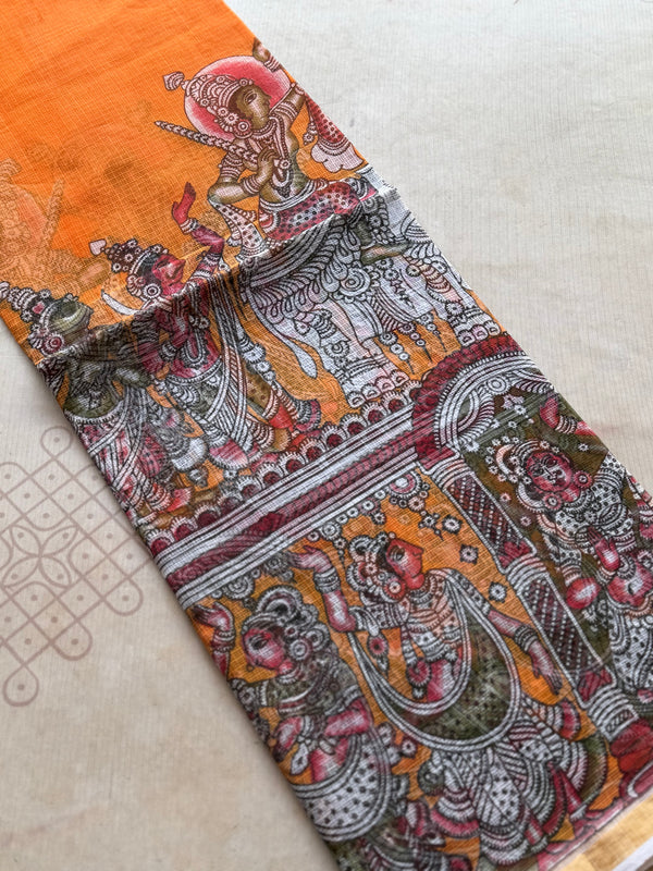 Kalahasti Pen Kalamkari Kota Saree