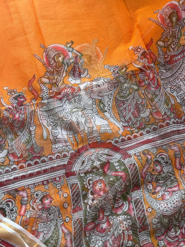 Kalahasti Pen Kalamkari Kota Saree