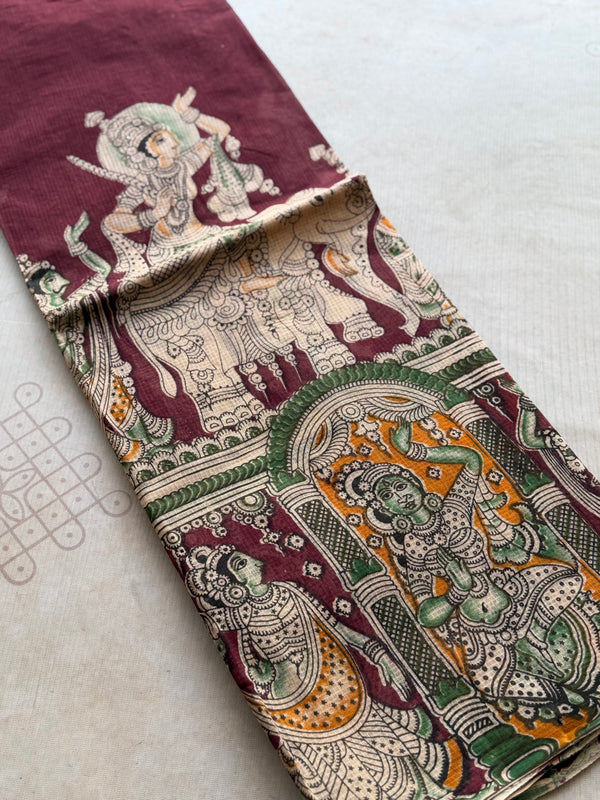 Kalahasti Pen Kalamkari Kota Saree