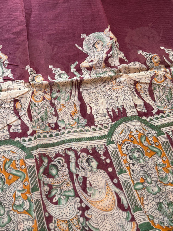 Kalahasti Pen Kalamkari Kota Saree