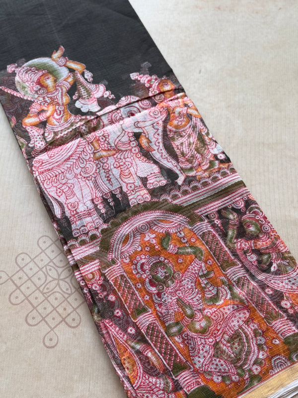 Kalahasti Pen Kalamkari Kota Saree