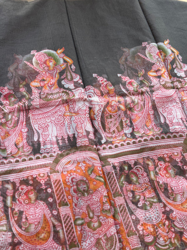 Kalahasti Pen Kalamkari Kota Saree