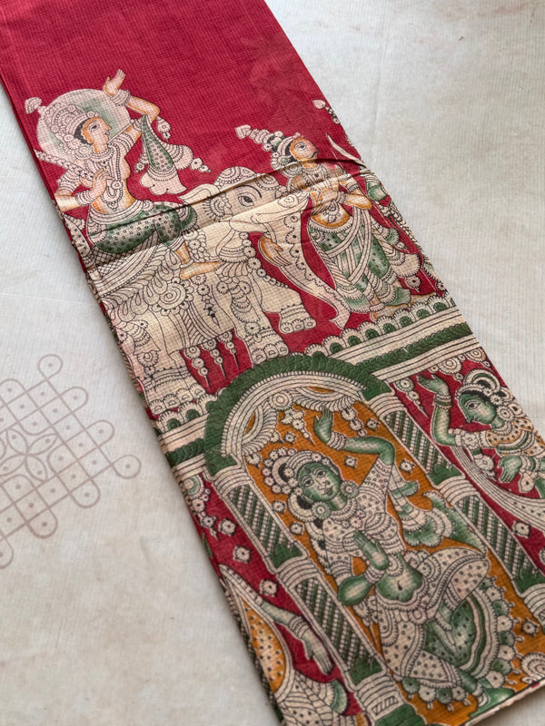 Kalahasti Pen Kalamkari Kota Saree