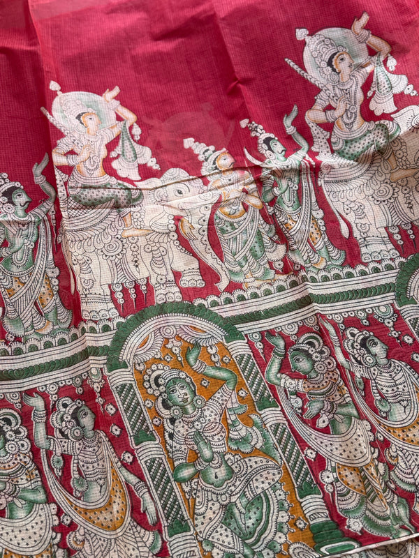 Kalahasti Pen Kalamkari Kota Saree
