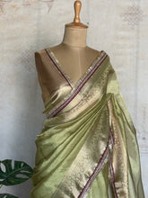 Tissue Silk Saree with Zari Jaal & Lace Embellished Border