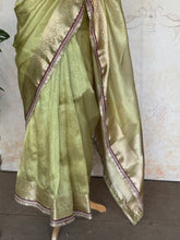 Tissue Silk Saree with Zari Jaal & Lace Embellished Border