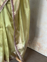 Tissue Silk Saree with Zari Jaal & Lace Embellished Border