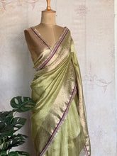 Tissue Silk Saree with Zari Jaal & Lace Embellished Border